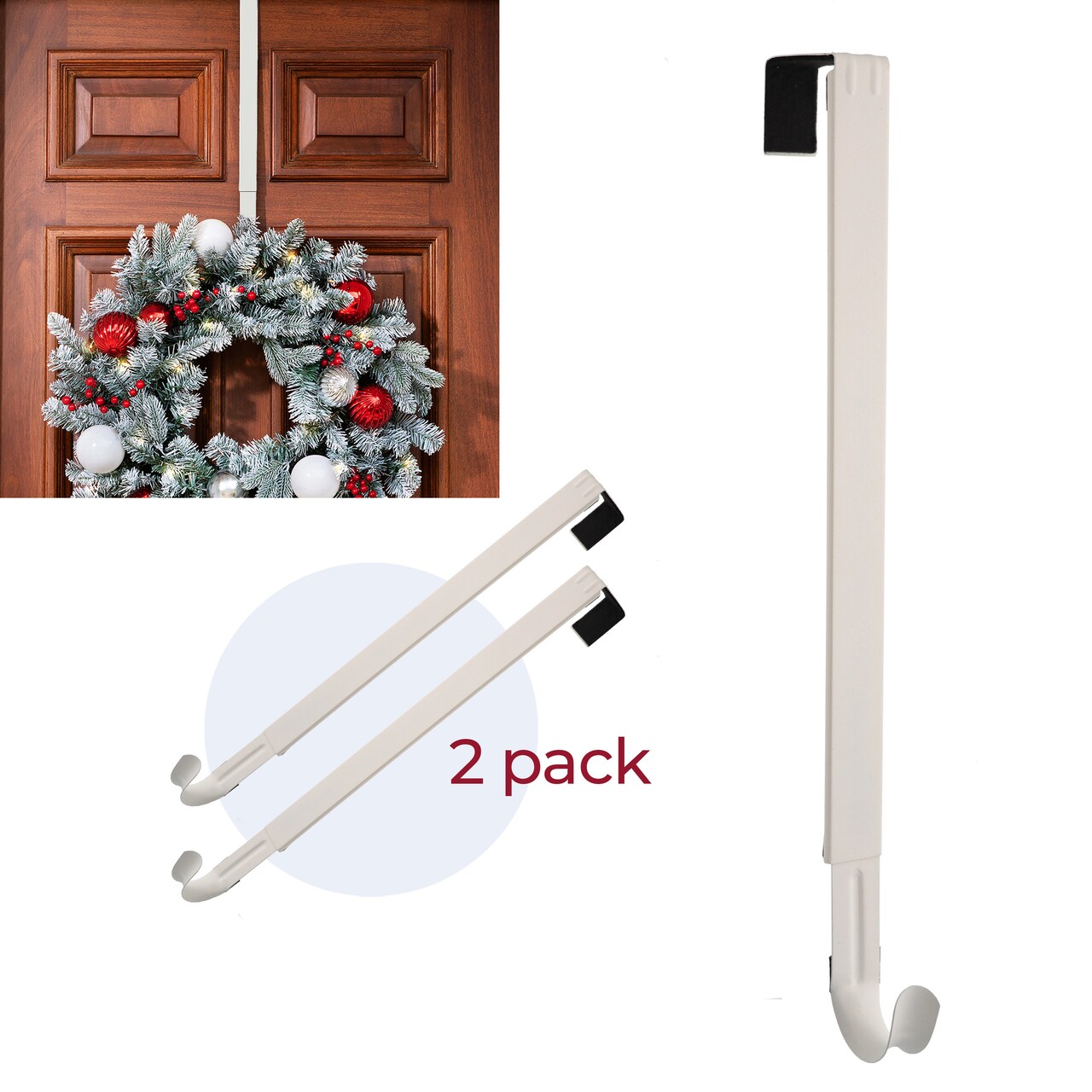 Haute Decor Adapt Adjustable Length Wreath Hanger - 2PACK- Holds up to 20 lbs